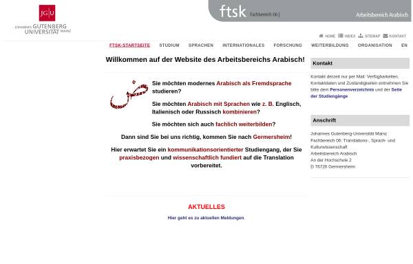 Vorschau von www.fb06.uni-mainz.de, Abteilung für Arabische Sprache und Kultur der Universität Mainz