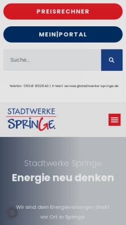 Vorschau der mobilen Webseite www.stadtwerke-springe.de, Stadtwerke Springe GmbH