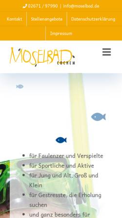 Vorschau der mobilen Webseite www.moselbad.de, Mosel Camping Cochem