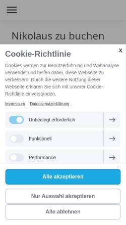 Vorschau der mobilen Webseite www.weihnachtsmann-nikolaus.de, Weihnachtsmannvermittlung für Süddeutschland und das Rhein-Maingebiet