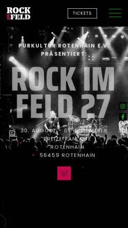 Vorschau der mobilen Webseite www.rockimfeld.de, Rock im Feld - purKULTUR Rotenhain e.V.