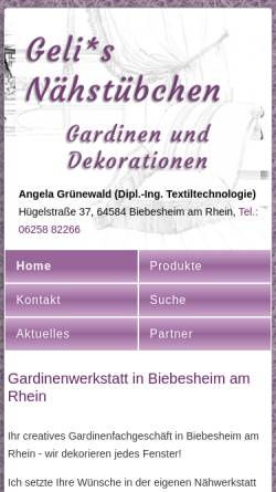 Vorschau der mobilen Webseite www.gardinenwerkstatt-creativ.de, Gelis's Nähstübchen
