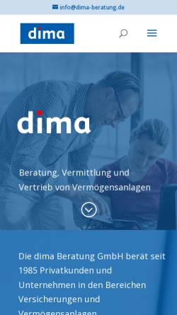 Vorschau der mobilen Webseite dima-beratung.de, dima Beratung GmbH