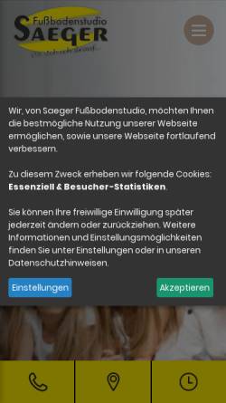 Vorschau der mobilen Webseite saeger-fussbodenstudio.de, Fußbodenstudio Saeger - Inh. Claus-Peter Saeger