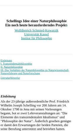 Vorschau der mobilen Webseite kobra.bibliothek.uni-kassel.de, Schellings Idee einer Naturphilosophie