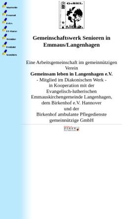 Vorschau der mobilen Webseite www.gemeinsam-leben-in-langenhagen.de, Gemeinschaftswerk Senioren in Emmaus, Langenhagen