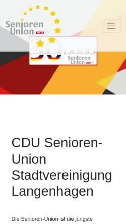 Vorschau der mobilen Webseite www.seniorenunion-cdu-langenhagen.de, Senioren-Union der CDU Langenhagen