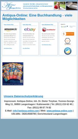Vorschau der mobilen Webseite www.antiqua-online.com, Buchhandlung Antiqua - Online - Inh. Dr. Dieter Treytnar