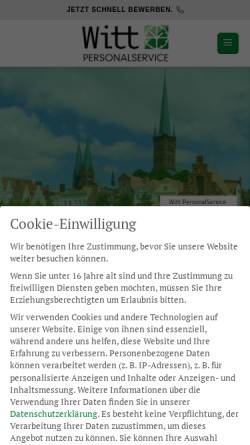 Vorschau der mobilen Webseite witt-personalservice.de, Witt Personalservice