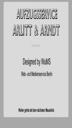 Vorschau der mobilen Webseite www.aufzugsservice-in-berlin.de, Aufzugsservice -Arlitt & Arndt GmbH