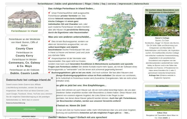 Vorschau von www.cottage-irland.de, Ferienhäuser in Irland