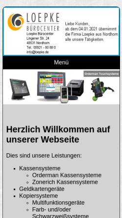 Vorschau der mobilen Webseite www.herbers.de, Herbers Büro- und Kassensysteme