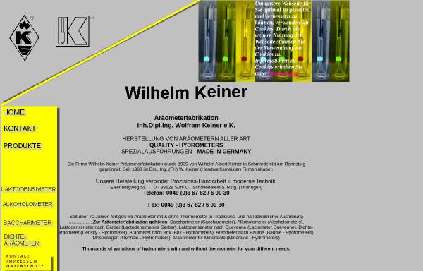 Vorschau von wilhelm-keiner.com, Wilhelm Keiner Aräometerfabrikation