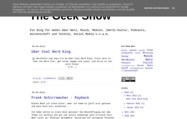 Vorschau von geek-show.blogspot.com, The Geek Show