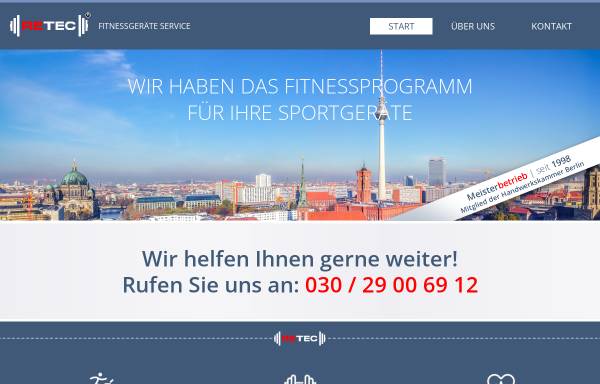 Vorschau von www.retec-berlin.de, Retec Fitnessgeräte Reparatur und Ersatzteile - Jörg Vietze
