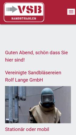 Vorschau der mobilen Webseite www.sandblaeserei.de, Vereinigte Sandbläsereien Rolf Lange GmbH