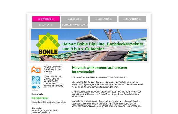 Vorschau von www.bohle-bedachungen.de, Helmut Bohle - Dipl.-Ing. Dachdeckermeister