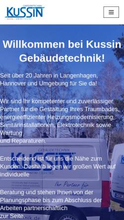 Vorschau der mobilen Webseite www.kussin-gebaeudetechnik.de, Kussin Gebäudetechnik Vertriebsgesellschaft mbH