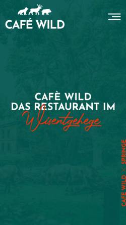 Vorschau der mobilen Webseite www.cafewild-springe.de, Cafe Wild im Wisentgehege - W&F Catering
