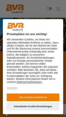 Vorschau der mobilen Webseite www.bvb-touristik.de, Freizeitreisen KG