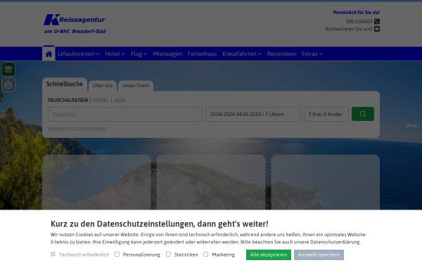 Vorschau von www.onlineweg.de, K-Reiseagentur