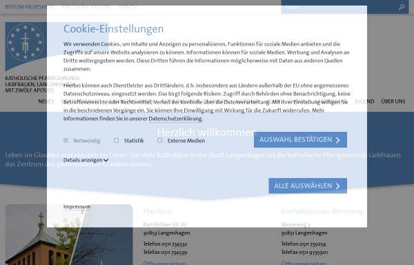 Vorschau von www.liebfrauen-gemeinde.de, Katholische Liebfrauen Gemeinde mit Filialkirche Zwölf Apostel
