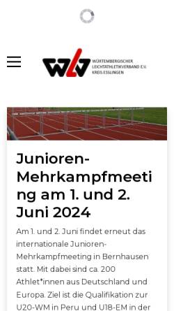 Vorschau der mobilen Webseite www.wlv-esslingen.de, Leichtathletik im Kreis