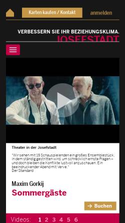 Vorschau der mobilen Webseite www.josefstadt.com, Wien, Theater in der Josefstadt - Kammerspiele