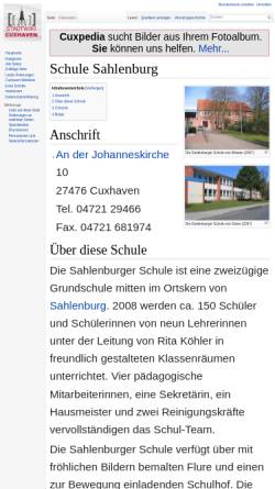 Vorschau der mobilen Webseite cuxpedia.de, Grundschule Sahlenburg