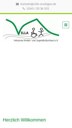 Vorschau der mobilen Webseite www.villa-esslingen.de, Villa - inklusives Kinder- und Jugendkulturhaus e.V.