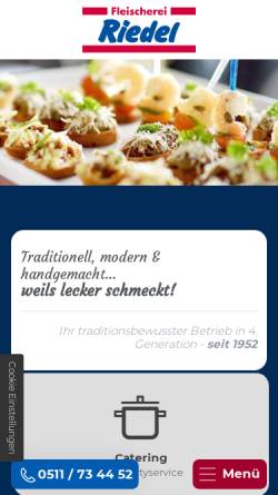 Vorschau der mobilen Webseite www.fleischerei-riedel.com, Fleischerei Riedel - Inh. Kai Riedel