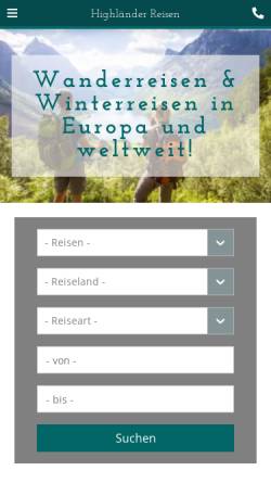 Vorschau der mobilen Webseite www.highlaender-reisen.de, Highländer Aktivreisen