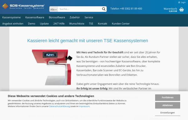 Vorschau von www.sds-kassensysteme.de, SDS-Kassensysteme GmbH