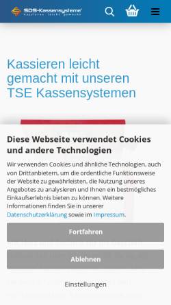 Vorschau der mobilen Webseite www.sds-kassensysteme.de, SDS-Kassensysteme GmbH