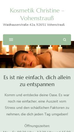 Vorschau der mobilen Webseite www.kosmetik-christine.de, Tagesschönheitsfarm Christine