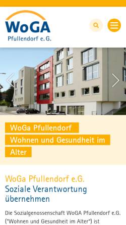 Vorschau der mobilen Webseite www.woga-pfullendorf.de, Wohnen und Gesundheit im Alter