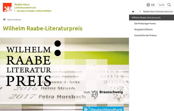 Vorschau von www.braunschweig.de, Wilhelm Raabe-Literaturpreis