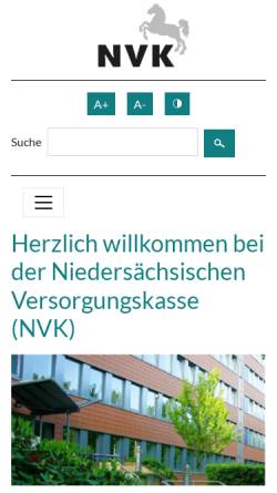 Vorschau der mobilen Webseite www.nvk.de, Niedersächsische Versorgungskasse