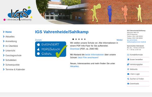 Vorschau von www.igsvs.de, Integrierte Gesamtschule Vahrenheide-Sahlkamp