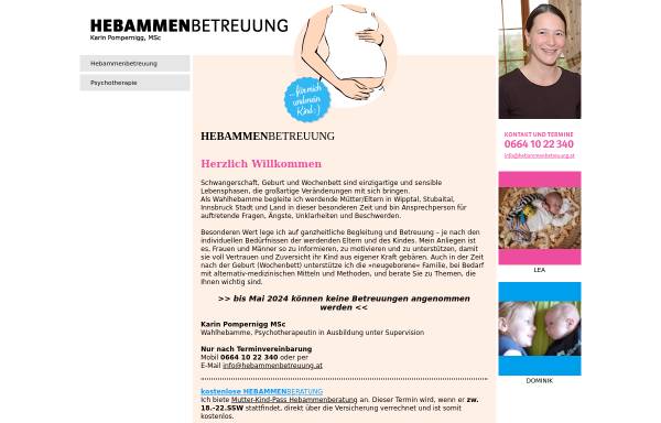 Vorschau von www.hebammenbetreuung.at, Karin Pompernigg