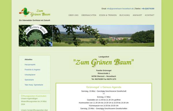 Vorschau von www.gruenerbaum-hesselbach.de, Landgasthof Zum Grünen Baum
