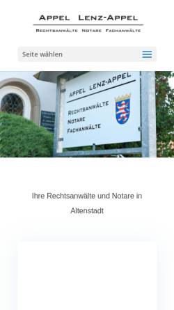 Vorschau der mobilen Webseite www.anwalt-altenstadt.de, Rechtsanwalt und Notarkanzlei Appel, Lenz-Appel, Wartorst