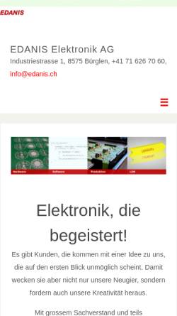 Vorschau der mobilen Webseite edanis.ch, EDANIS Elektronik AG