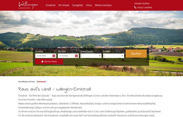 Vorschau von www.willingen-eimelrod.de, Die Touristik-Website von Eimelrod