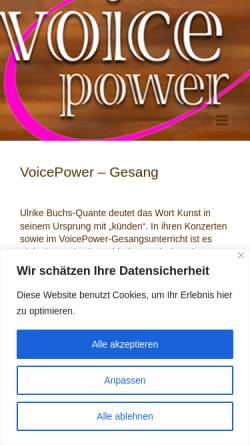 Vorschau der mobilen Webseite voicepower-gesang.de, VoicePower - Ulrike Buchs-Quante