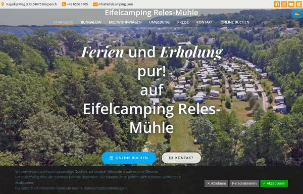 Vorschau von www.eifelcamping.com, Camping Reles-Mühle in Obersgegen/Eifel