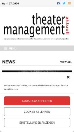 Vorschau der mobilen Webseite www.theatermanagement-aktuell.de, TheaterManagement aktuell