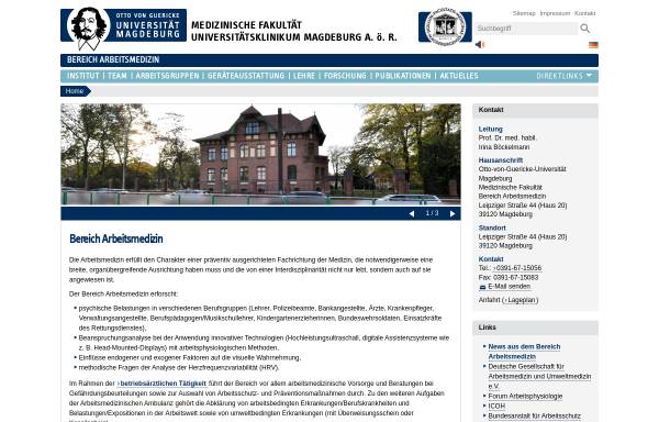Vorschau von www.iam.ovgu.de, Otto-von-Guericke-Universität Magdeburg - Bereich Arbeitsmedizin