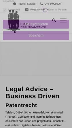 Vorschau der mobilen Webseite www.bbs-law.de, BBS Bier Brehm Spahn Partnerschaft Rechtsanwälte