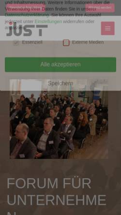 Vorschau der mobilen Webseite www.just-forum.de, Just e.V. Forum für Existenzgründung und Unternehmen